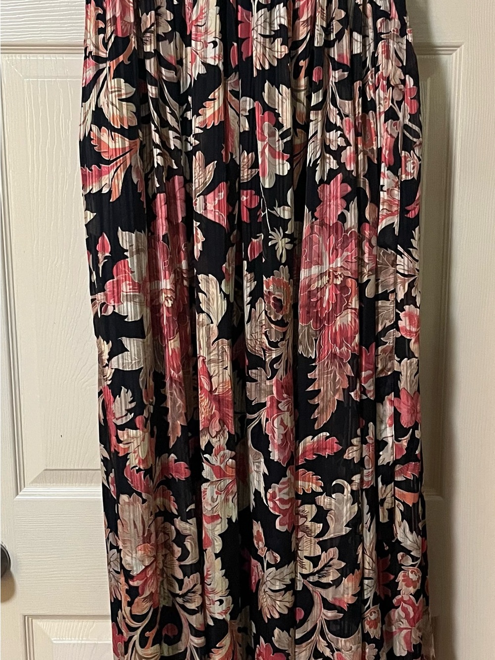 NWT Free People Primmy Printed Midi-Dress Black Floral Lace-Trim with Pink - Picture 8 of 13